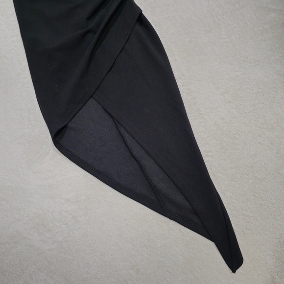 NEW Windsor Black Drop Waist Dress Asymmetrical Wrap Midi Skirt Open Back - Picture 12 of 17